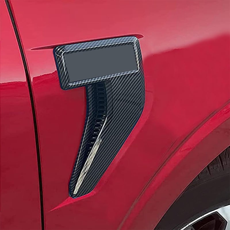 Keptrim for Ford F-150 2021 2022 2023 2024 2025 Front Fender Air Outlet Vent Cover Trim, ABS Carbon Fiber, 4pcs - Image 3